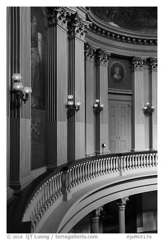 Rotunda upper floor, Old Courthouse. Gateway Arch National Park (black and white)