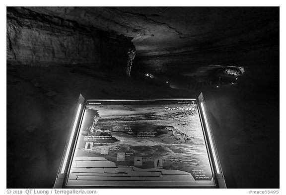 Cave creation Interpretive sign. Mammoth Cave National Park (black and white)