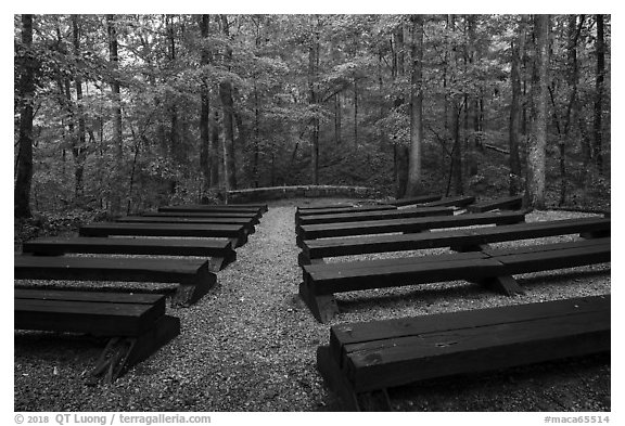 Headquarters Campground amphitheater. Mammoth Cave National Park (black and white)
