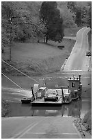 Green River ferry crossing. Mammoth Cave National Park, Kentucky, USA. (black and white)