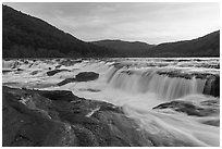 Sandstone Falls at sunset. New River Gorge National Park and Preserve ( black and white)
