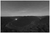 Night view from main Grandview overlook. New River Gorge National Park and Preserve ( black and white)