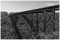 New River Gorge Bridge from Canyon Rim Boardwalk. New River Gorge National Park and Preserve ( black and white)