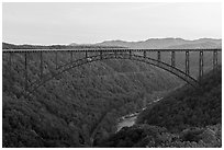 New River Gorge Bridge at dawn. New River Gorge National Park and Preserve ( black and white)