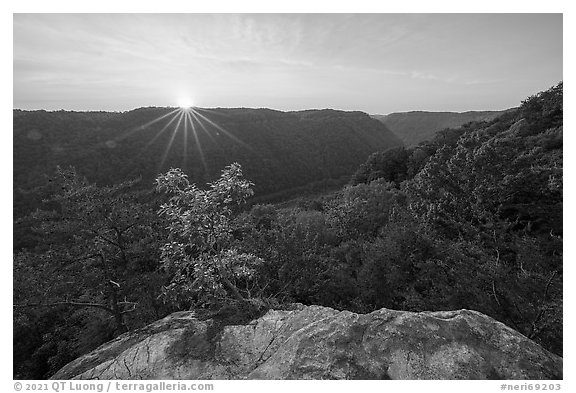 Sunrise from Long Point. New River Gorge National Park and Preserve (black and white)