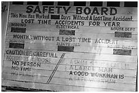 Safety boad, Kaymoor Mine Site. New River Gorge National Park and Preserve ( black and white)
