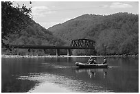 Raft uptream of Thurmond River Bridge. New River Gorge National Park and Preserve ( black and white)