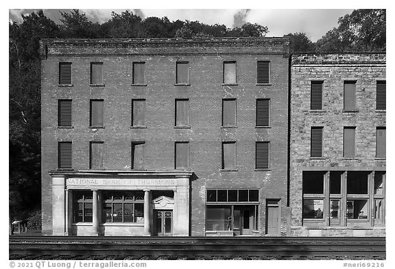 National Bank of Thurmond and Goodman-Kincaid buildings, Thurmond. New River Gorge National Park and Preserve (black and white)