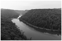 New River from Hawks Nest. New River Gorge National Park and Preserve ( black and white)