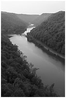 New River from Hawks Nest State Park. New River Gorge National Park and Preserve ( black and white)