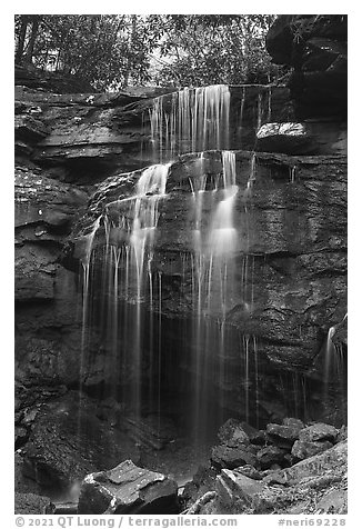 Kates Falls in low water. New River Gorge National Park and Preserve (black and white)