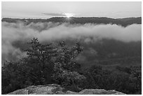 Sunrise with low clouds from Long Point. New River Gorge National Park and Preserve ( black and white)