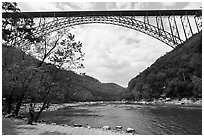Visitor looking, New River Gorge Bridge. New River Gorge National Park and Preserve ( black and white)