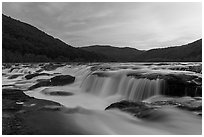 Sandstone Falls of the New River. New River Gorge National Park and Preserve ( black and white)
