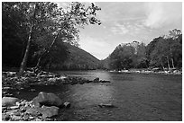 New River near Grandview Sandbar. New River Gorge National Park and Preserve ( black and white)