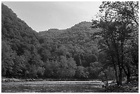 Grandview Point from Grandview Sandbar. New River Gorge National Park and Preserve ( black and white)