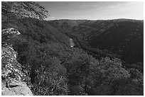 River Gorge from Beauty Mountain. New River Gorge National Park and Preserve ( black and white)