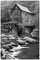 Grist Mill, Babcock State Park within boundaries. New River Gorge National Park and Preserve ( black and white)