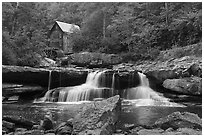 Glade Creek Falls and Grist Mill, Babcock State Park within boundaries. New River Gorge National Park and Preserve ( black and white)