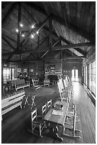 Main guest hall of Big Meadows Lodge. Shenandoah National Park ( black and white)