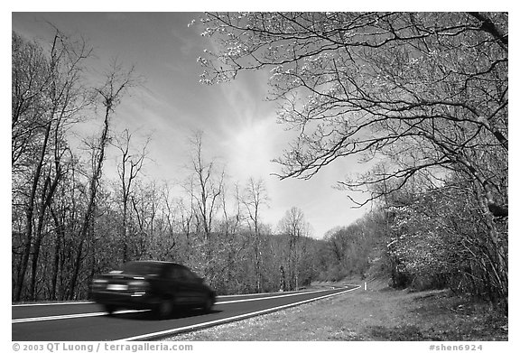 Car on Skyline drive. Shenandoah National Park, Virginia, USA.
