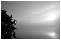 Sunrise and fog, Woodenfrog, Kabetogama Lake. Voyageurs National Park ( black and white)