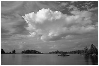 Bright cloud above Rainy lake. Voyageurs National Park ( black and white)