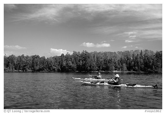 Kayakers. Voyageurs National Park (black and white)