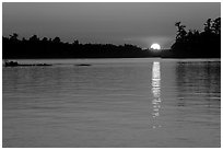 Sun setting over Kabetogama Lake. Voyageurs National Park ( black and white)