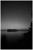 Faint aurora borealis, Bittersweet Island, Kabetogama Lake. Voyageurs National Park ( black and white)