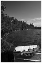 Boat, Mukooda Lake. Voyageurs National Park ( black and white)