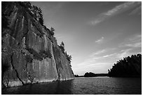 Grassy Bay Cliffs, late afternoon. Voyageurs National Park ( black and white)