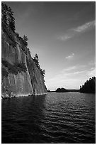 125 feet cliffs of Grassy Bay, Sand Point Lake. Voyageurs National Park ( black and white)