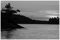 Sunset, Grassy Bay, Sand Point Lake. Voyageurs National Park ( black and white)