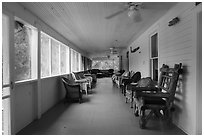 Porch, Kettle Falls Hotel. Voyageurs National Park ( black and white)