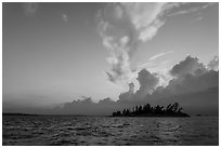 Islet and clouds at sunset, Rainy Lake. Voyageurs National Park ( black and white)
