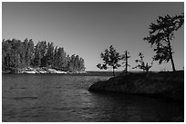 Windmill Rock Cove on sunny day. Voyageurs National Park ( black and white)