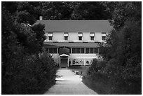 Kettle Falls Hotel and path. Voyageurs National Park ( black and white)