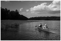 Canoing in Sand Point Lake. Voyageurs National Park ( black and white)