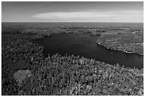 Aerial view of Old Dutch Bay, Namakan Lake. Voyageurs National Park ( black and white)