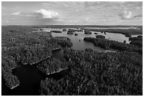 Aerial view of Namakan Narrows, Namakan Lake. Voyageurs National Park ( black and white)
