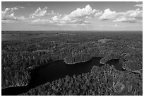 Aerial view of Namakan Narrows and Sand Point Lake. Voyageurs National Park ( black and white)