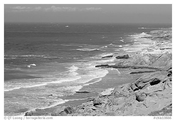 Coastline near Point Bennett , San Miguel Island. Channel Islands National Park (black and white)