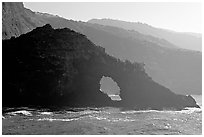 Sea arch and ridges, Santa Cruz Island. Channel Islands National Park ( black and white)