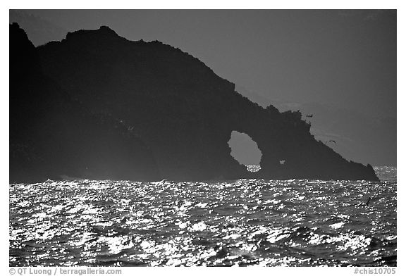 Sea arch, Santa Cruz Island. Channel Islands National Park (black and white)