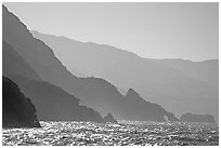 Coastline and ridges, Santa Cruz Island. Channel Islands National Park ( black and white)