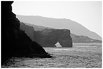 Coastline with sea arch, Santa Cruz Island. Channel Islands National Park ( black and white)