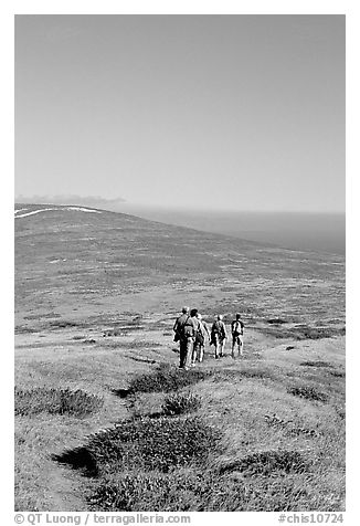 Hiking across  island to Point Bennett, San Miguel Island. Channel Islands National Park, California, USA.