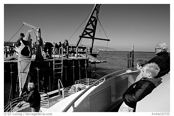 Loading  Island Packers boat, Santa Rosa Island. Channel Islands National Park (black and white)