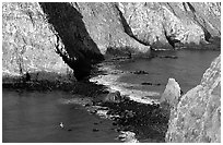Channel between East Anacapa and Middle Anacapa at low tide. Channel Islands National Park ( black and white)